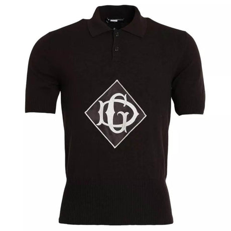 Dolce & Gabbana Brown Logo Collared Short Sleeve Men T-shirt - Hilstor