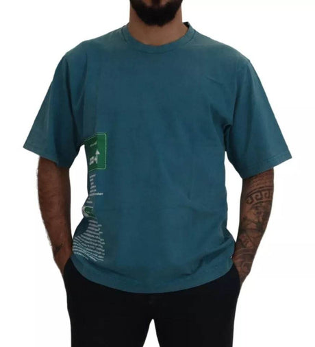 Dolce & Gabbana Blue Logo Print Crewneck Tee Cotton T-shirt - Hilstor