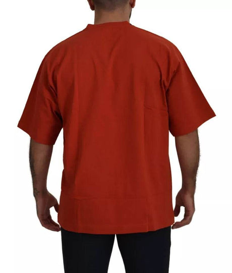 Dolce & Gabbana Red Logo Embroidery Crewneck Cotton T-shirt - Hilstor