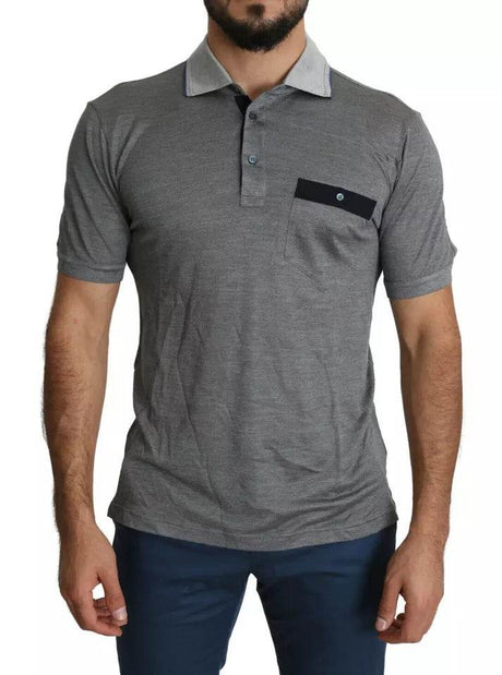 Dolce & Gabbana Gray Collared Silk Polo Top Shirt T-shirt - Hilstor