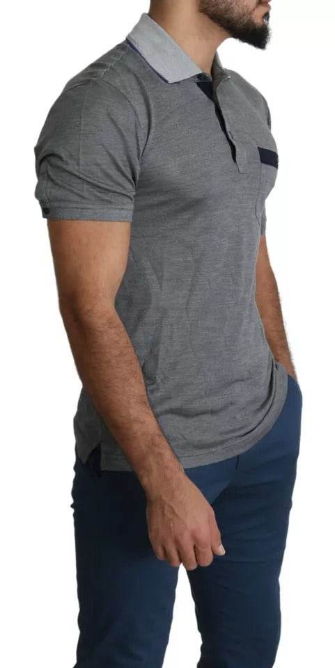 Dolce & Gabbana Gray Collared Silk Polo Top Shirt T-shirt - Hilstor