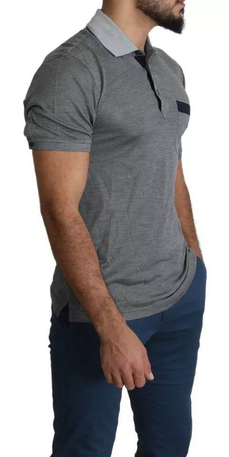Dolce & Gabbana Gray Collared Silk Polo Top Shirt T-shirt - Hilstor