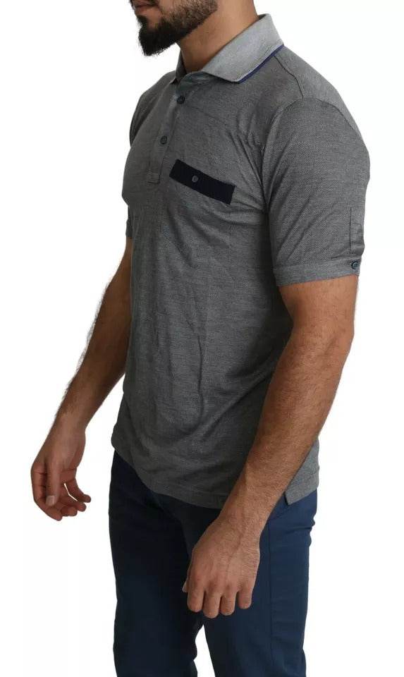 Dolce & Gabbana Gray Collared Silk Polo Top Shirt T-shirt - Hilstor