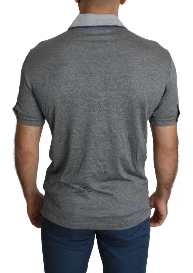 Dolce & Gabbana Gray Collared Silk Polo Top Shirt T-shirt - Hilstor