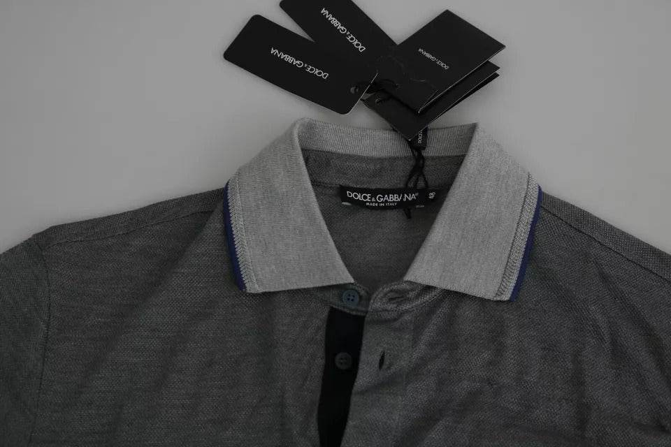 Dolce & Gabbana Gray Collared Silk Polo Top Shirt T-shirt - Hilstor
