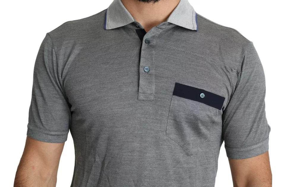 Dolce & Gabbana Gray Collared Silk Polo Top Shirt T-shirt - Hilstor