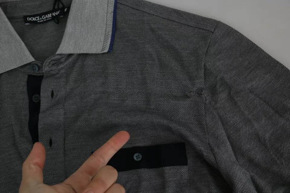 Dolce & Gabbana Gray Collared Silk Polo Top Shirt T-shirt - Hilstor