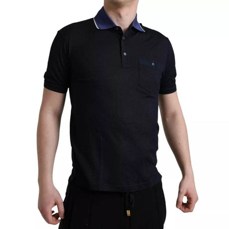 Dolce & Gabbana Navy Blue Collared Short Sleeve Polo T-shirt - Hilstor