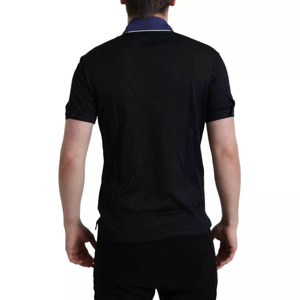 Dolce & Gabbana Navy Blue Collared Short Sleeve Polo T-shirt - Hilstor