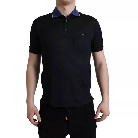 Dolce & Gabbana Navy Blue Collared Short Sleeve Polo T-shirt - Hilstor