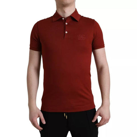 Dolce & Gabbana Red Logo Collared Short Sleeve Men T-shirt - Hilstor