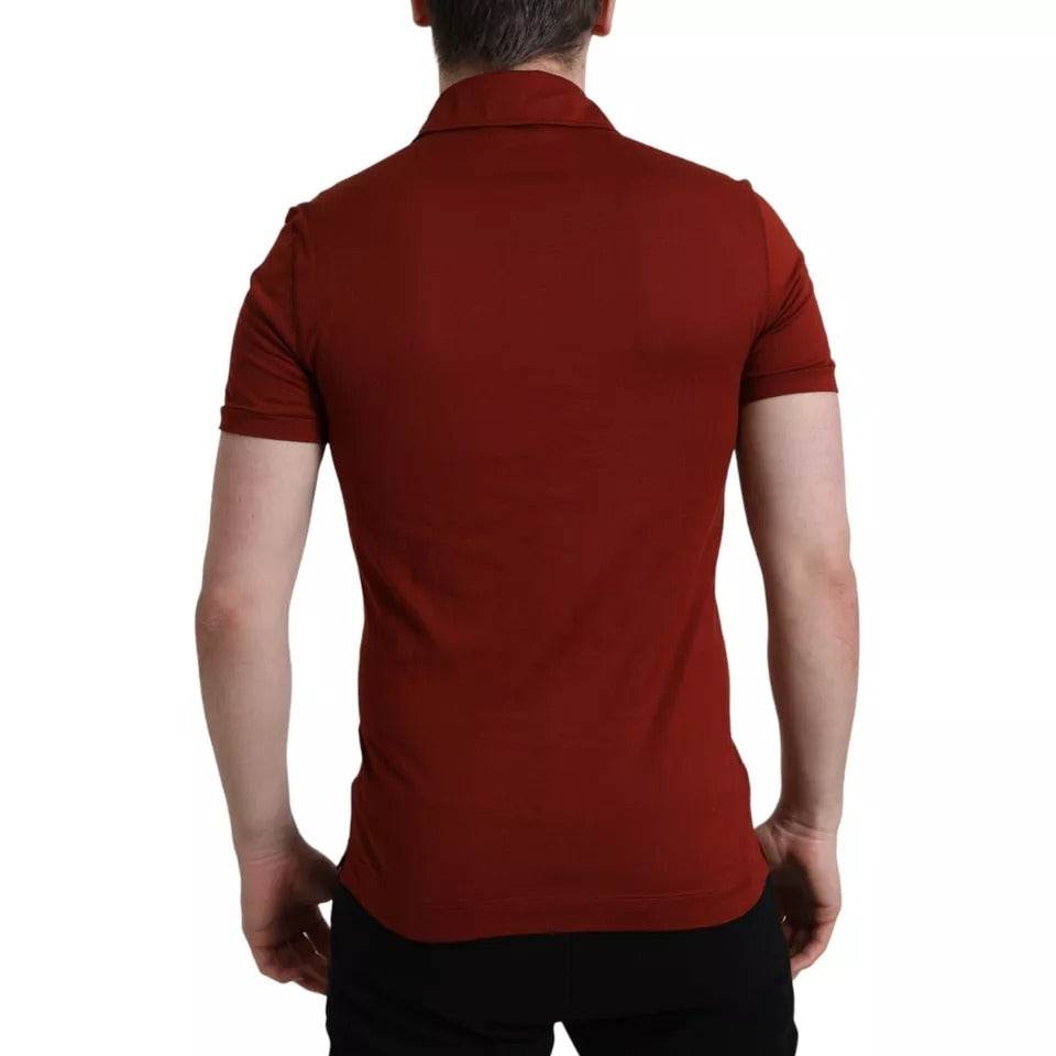 Dolce & Gabbana Red Logo Collared Short Sleeve Men T-shirt - Hilstor