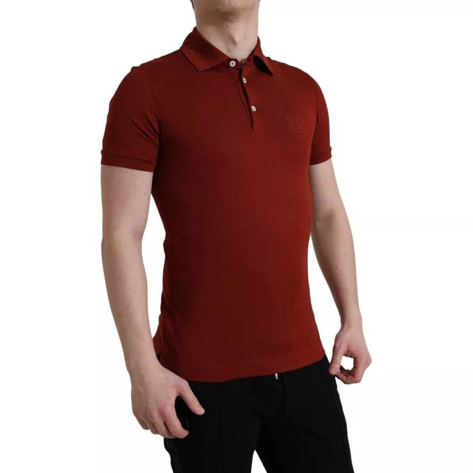 Dolce & Gabbana Red Logo Collared Short Sleeve Men T-shirt - Hilstor