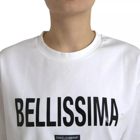 Dolce & Gabbana White Bellissima Cotton Crew Neck T-shirt - Hilstor