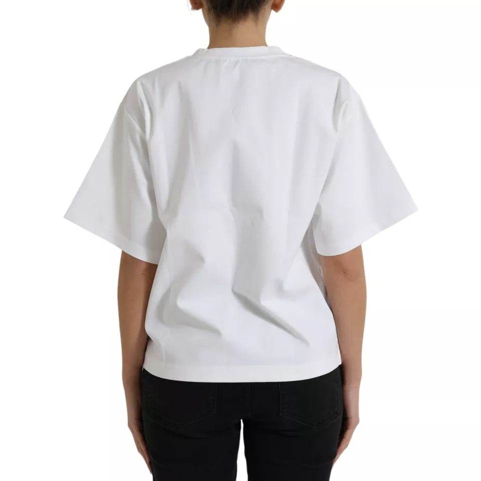 Dolce & Gabbana White Bellissima Cotton Crew Neck T-shirt - Hilstor
