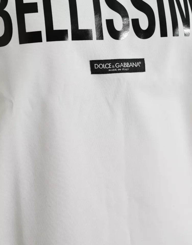 Dolce & Gabbana White Bellissima Cotton Crew Neck T-shirt - Hilstor