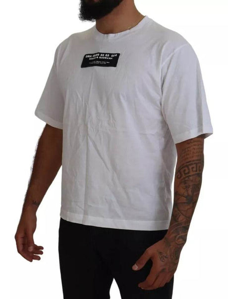 Dolce & Gabbana White Cotton DG Appliqué Men Casual T-shirt - Hilstor