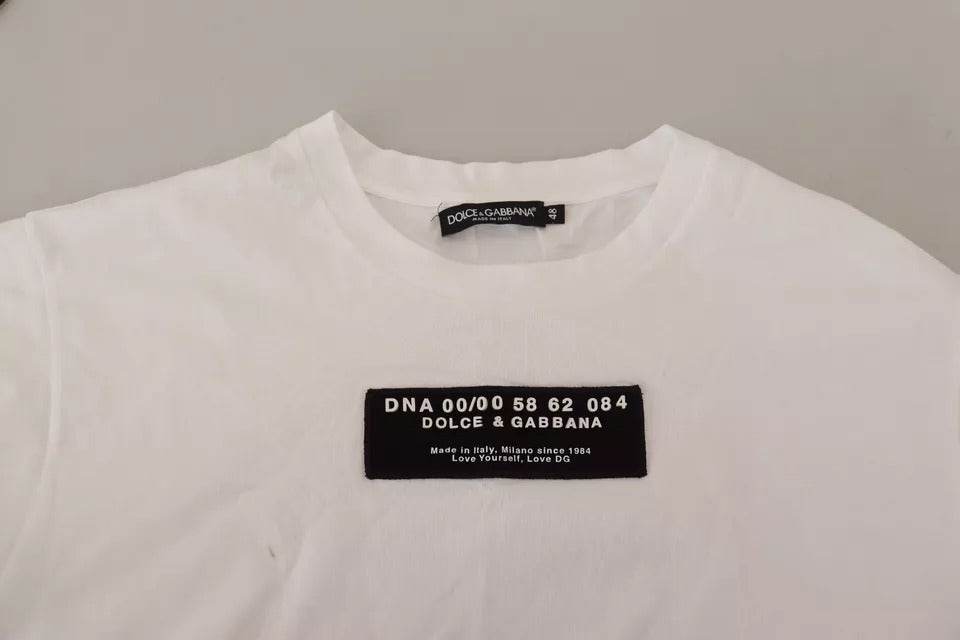 Dolce & Gabbana White Cotton DG Appliqué Men Casual T-shirt - Hilstor