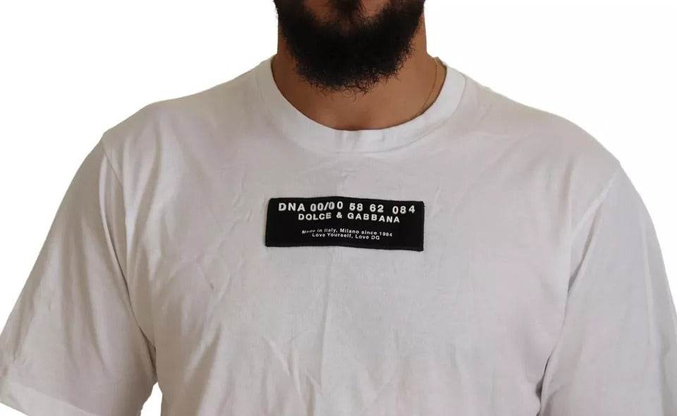 Dolce & Gabbana White Cotton DG Appliqué Men Casual T-shirt - Hilstor