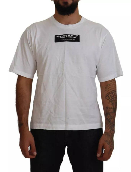Dolce & Gabbana White Cotton DG Appliqué Men Casual T-shirt - Hilstor