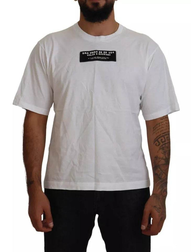 Dolce & Gabbana White Cotton DG Appliqué Men Casual T-shirt - Hilstor