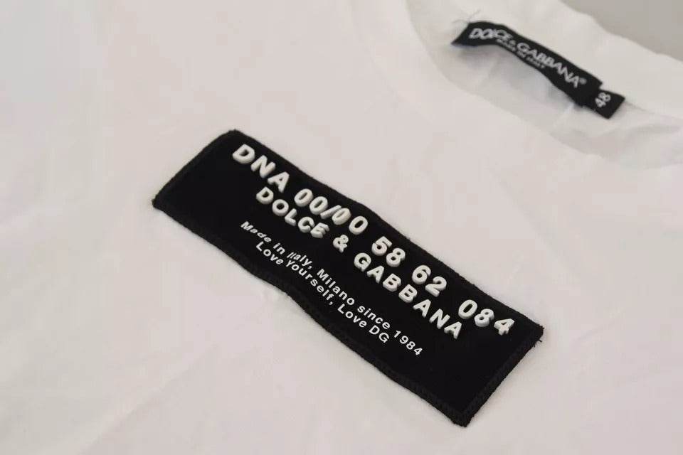 Dolce & Gabbana White Cotton DG Appliqué Men Casual T-shirt - Hilstor