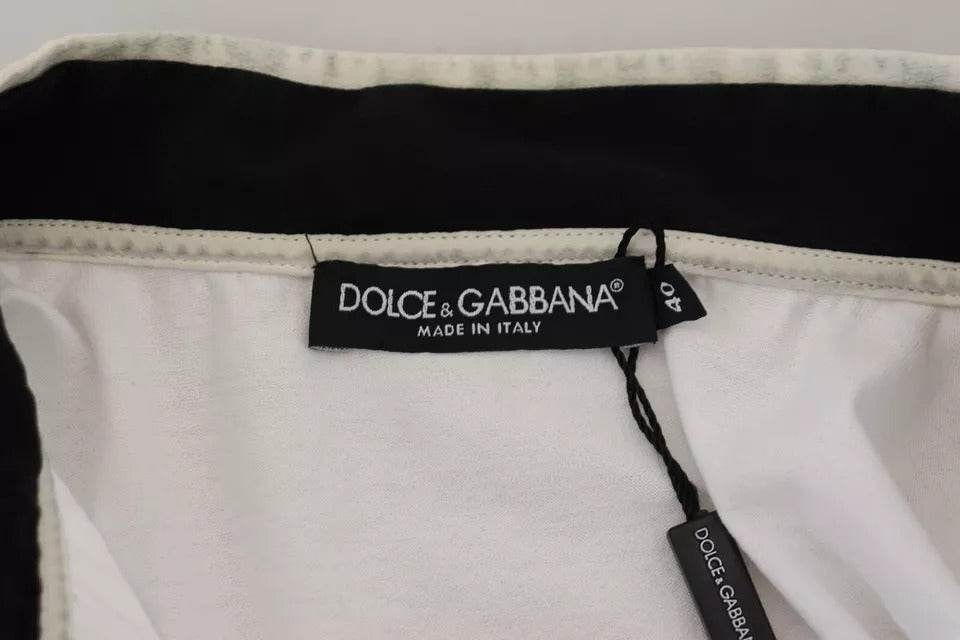Dolce & Gabbana White Cotton Printed Ascot Collared T-shirt - Hilstor