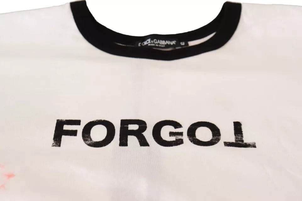 Dolce & Gabbana White Forgot Print Short Sleeves Crop T-shirt - Hilstor