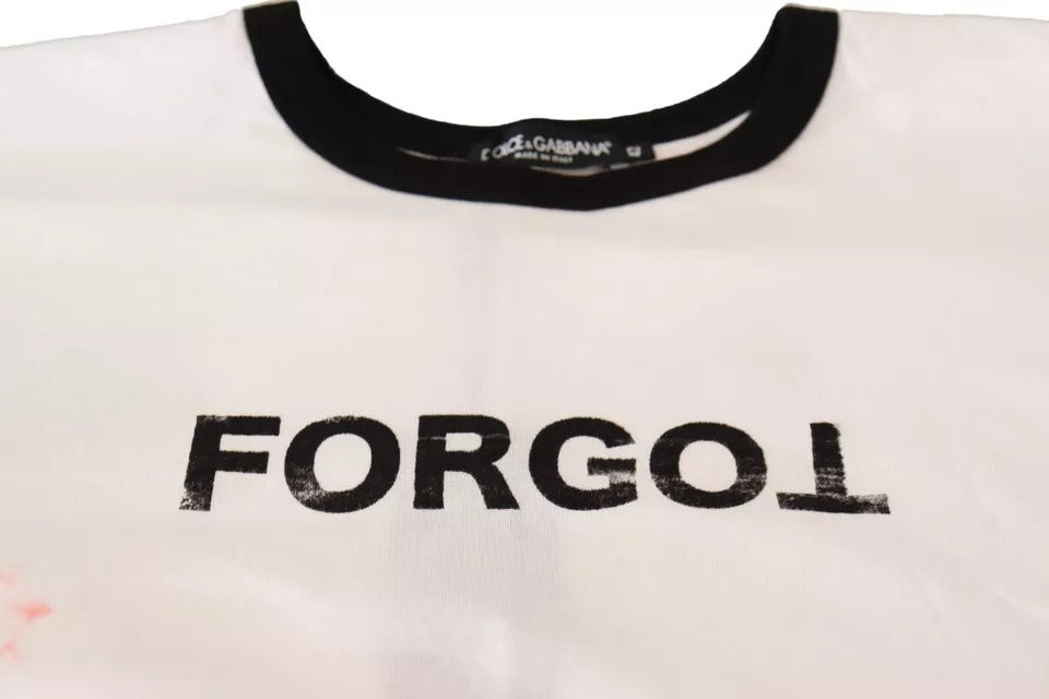 Dolce &amp; Gabbana White Forgot Print Kortærmet Crop T-shirt