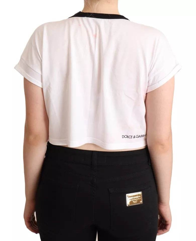 Dolce & Gabbana White Forgot Print Short Sleeves Crop T-shirt - Hilstor