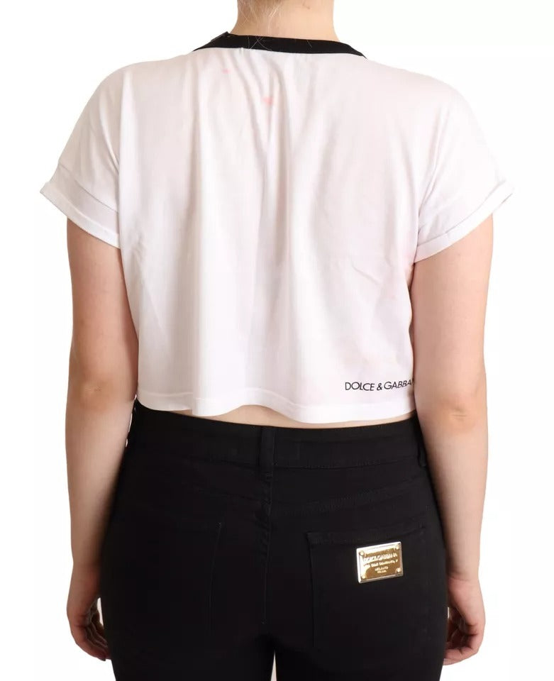 Dolce &amp; Gabbana White Forgot Print Kortærmet Crop T-shirt
