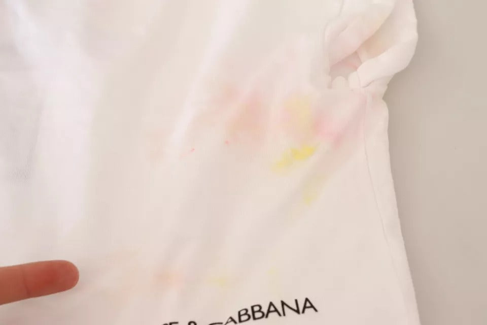 Dolce &amp; Gabbana White Forgot Print Kortærmet Crop T-shirt