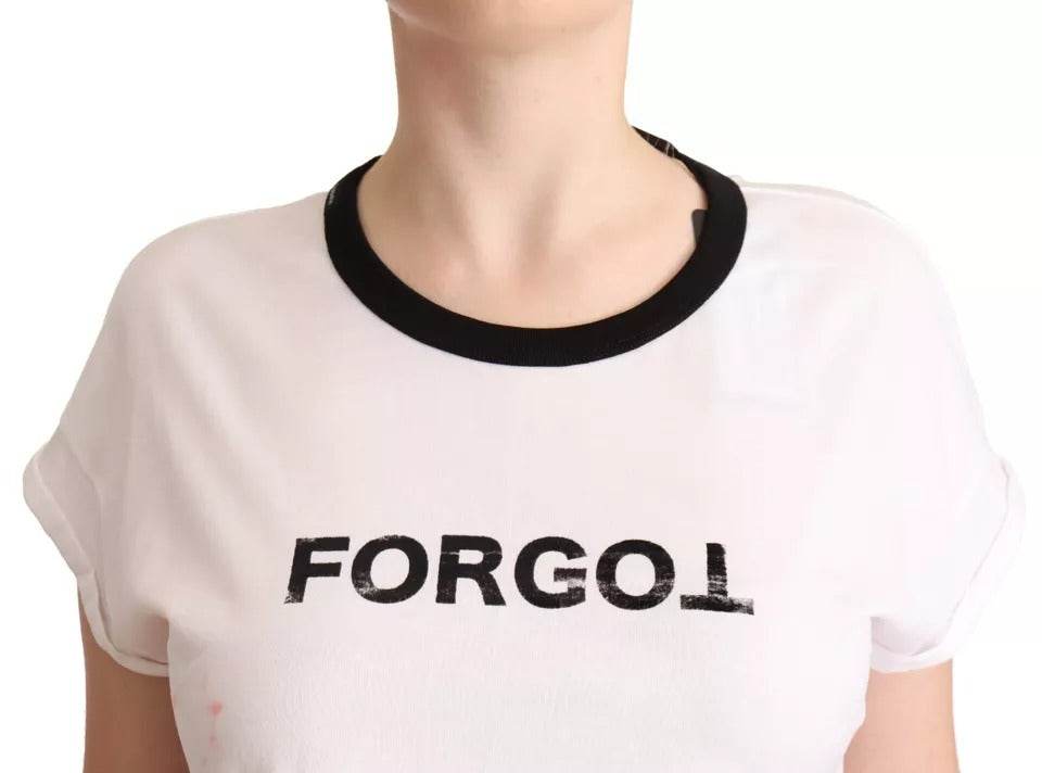 Dolce & Gabbana White Forgot Print Short Sleeves Crop T-shirt - Hilstor