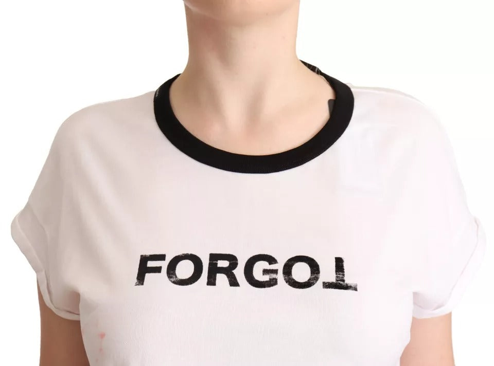 Dolce &amp; Gabbana White Forgot Print Kortærmet Crop T-shirt