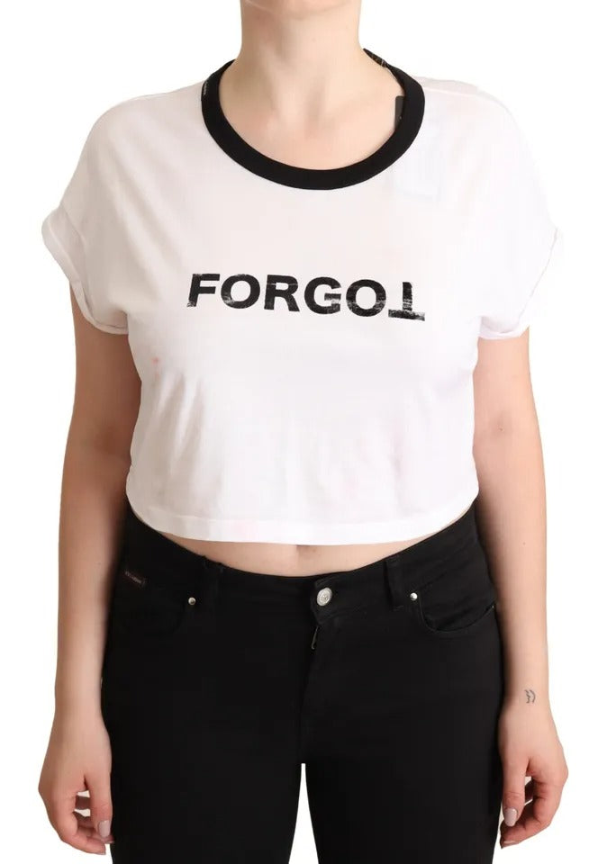 Dolce &amp; Gabbana White Forgot Print Kortærmet Crop T-shirt