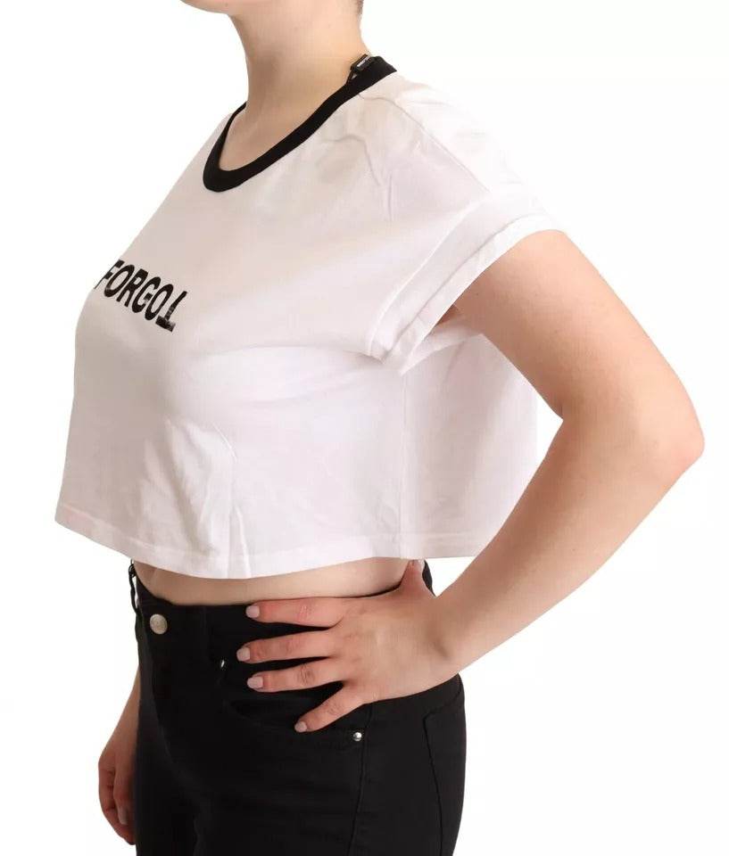 Dolce & Gabbana White Forgot Print Short Sleeves Crop T-shirt - Hilstor