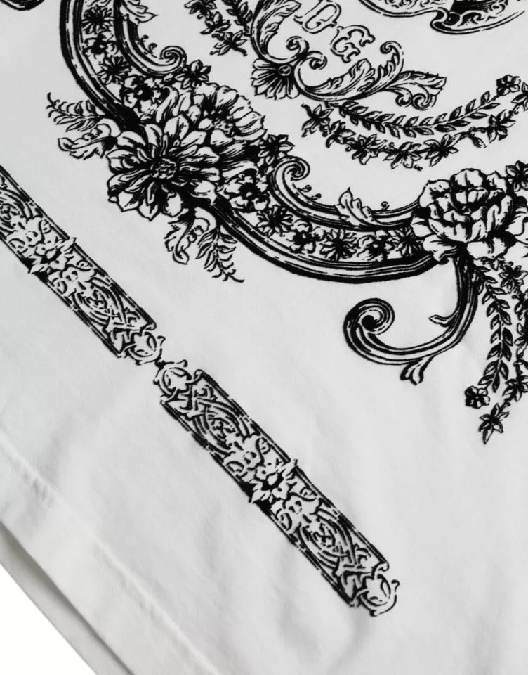 Dolce &amp; Gabbana White Lion Crown Logo Bomuld T-shirt med rund hals