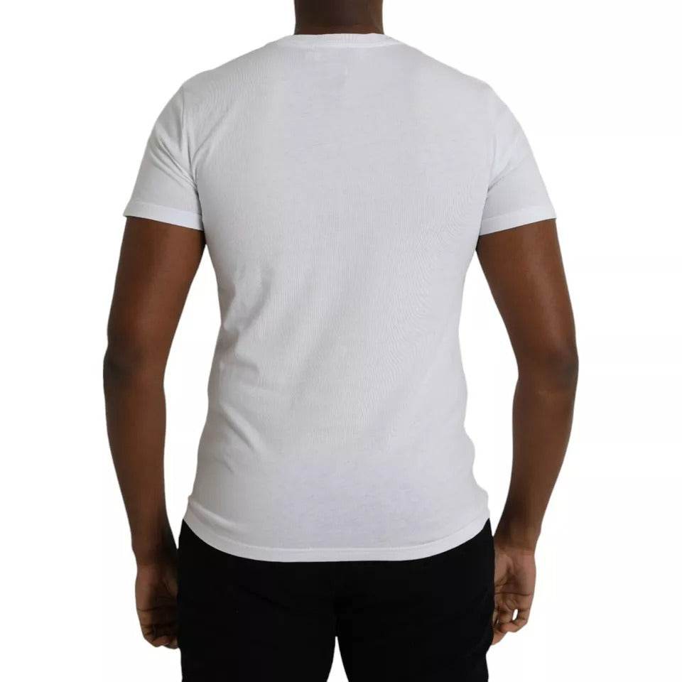 Dolce & Gabbana White Logo Cotton Crew Neck Short Sleeves T-shirt - Hilstor