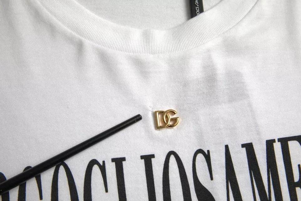 Dolce & Gabbana White Logo Cotton Round Neck Short Sleeves T-shirt - Hilstor