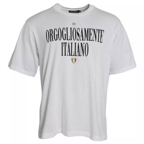 Dolce & Gabbana White Logo Cotton Round Neck Short Sleeves T-shirt - Hilstor