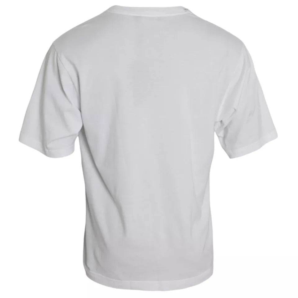 Dolce & Gabbana White Logo Cotton Round Neck Short Sleeves T-shirt - Hilstor