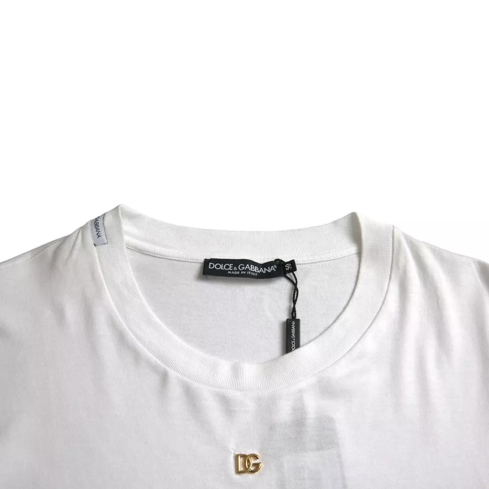 Dolce &amp; Gabbana T-shirt med korte ærmer i hvidt logo i bomuld