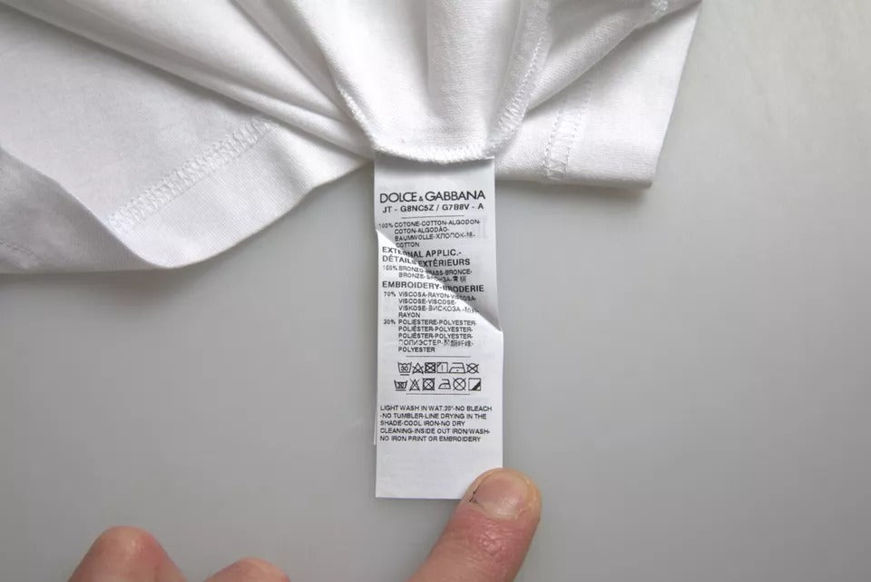 Dolce &amp; Gabbana T-shirt med korte ærmer i hvidt logo i bomuld