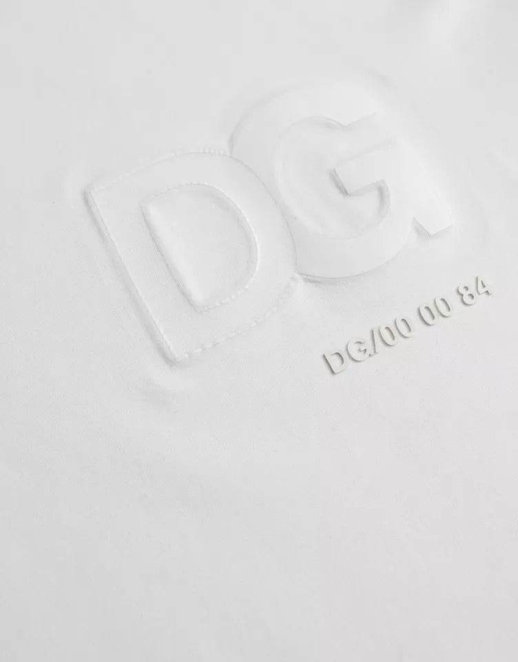 Dolce & Gabbana White Logo Embossed Cotton Crewneck T-shirt - Hilstor