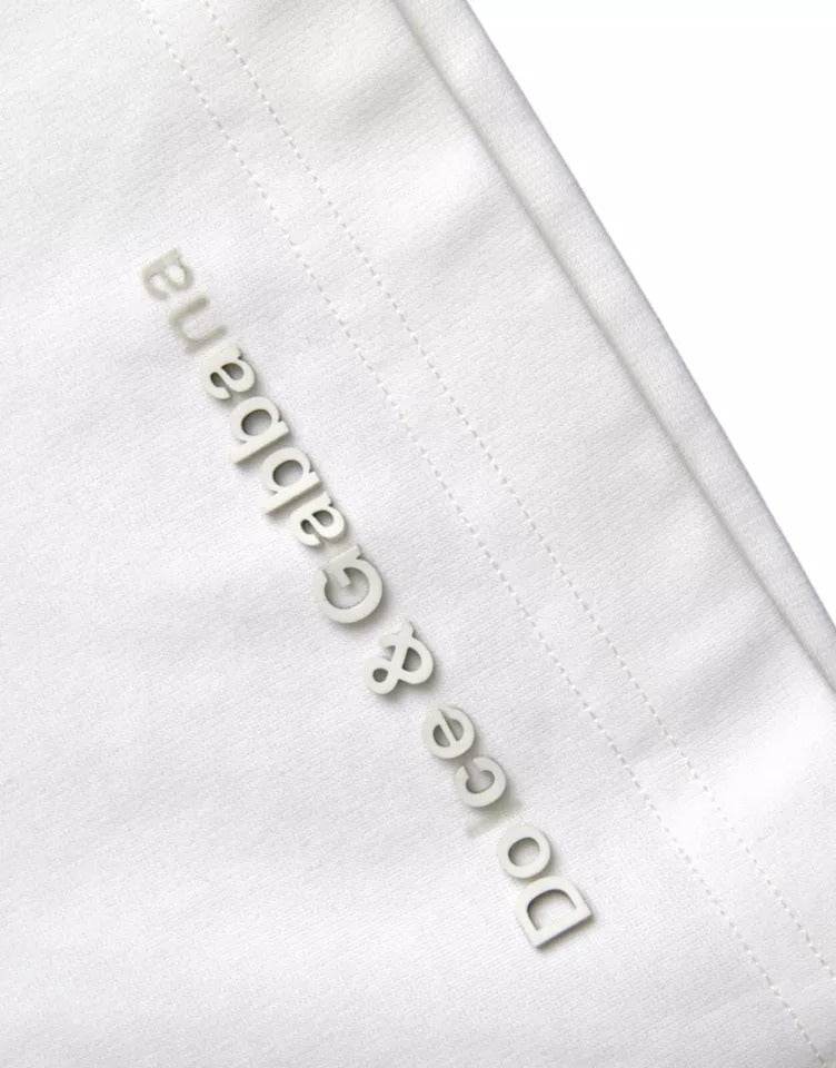 Dolce & Gabbana White Logo Embossed Cotton Crewneck T-shirt - Hilstor