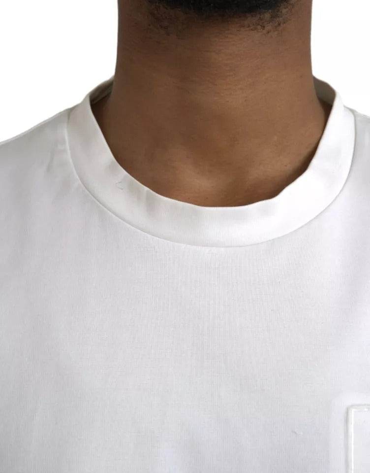 Dolce & Gabbana White Logo Embossed Cotton Crewneck T-shirt - Hilstor