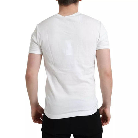 Dolce & Gabbana White Logo Embossed Crew Neck Short Sleeves T-shirt - Hilstor