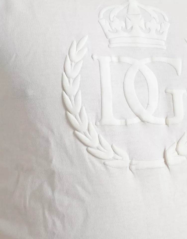 Dolce & Gabbana White Logo Embossed Crew Neck Short Sleeves T-shirt - Hilstor
