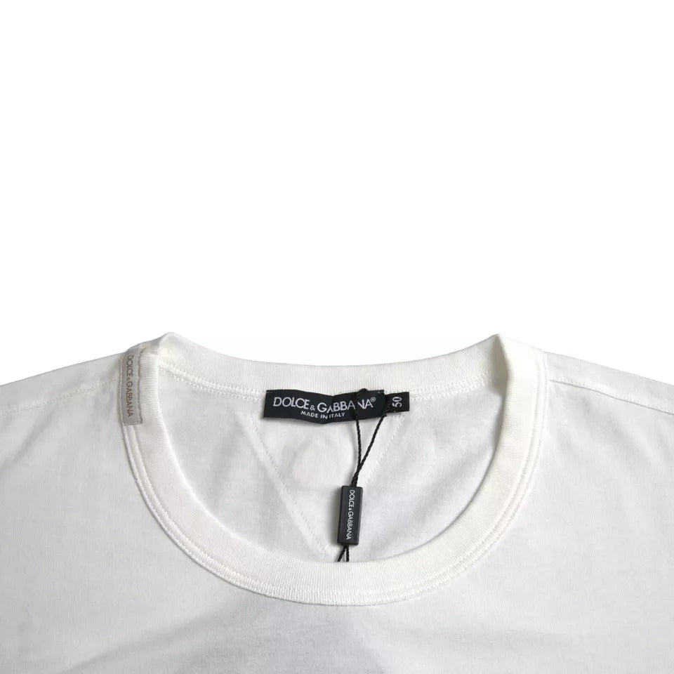 Dolce & Gabbana T-shirt med rund hals i hvidt logo i bomuld