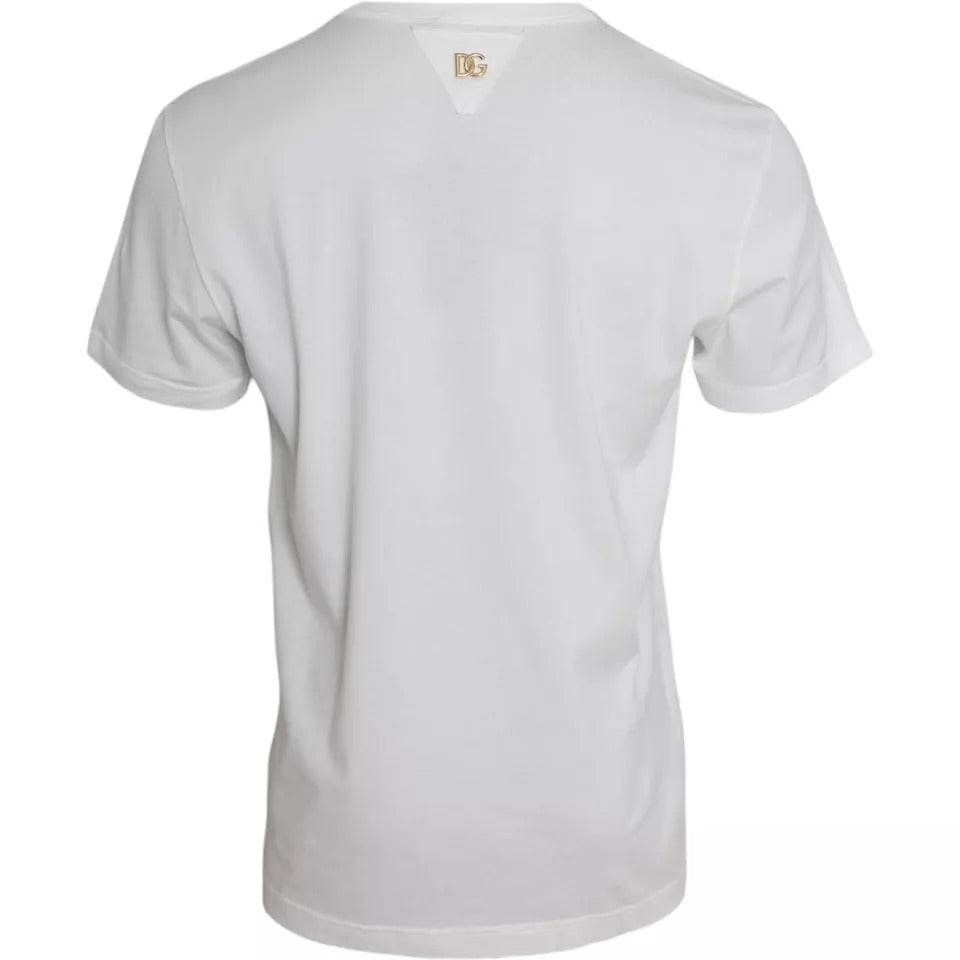 Dolce & Gabbana White Logo Floral Cotton Crew Neck T-shirt - Hilstor